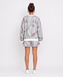 Ensemble sweat-shirt et short surdimensionné pour femme, imprimé floral, en molleton, décontracté, coupe ample, toutes saisons - Product Image 6