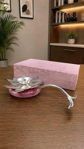 Imperial Brass Store <b>Silver</b> Plated Aluminium Akhand Diya Bell Traditional Oil <b>Lamp</b> Handmade Casting Decorative Gift Box for - Product Image 6
