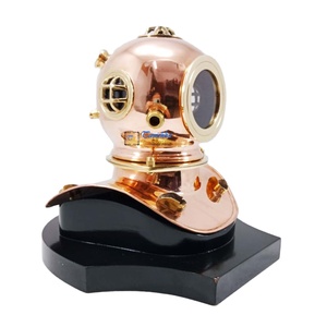 Casco DE BUCEO náutico de latón y cobre al por mayor, casco de buzo marino pulido con base de madera para decoración del hogar y coleccionistas - Product Image 1