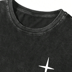 Camisetas de punto de poliéster/algodón con diseño personalizado OEM, estampadas DTG, estilo urbano, casuales, con hombros caídos y bordados. - Product Image 5