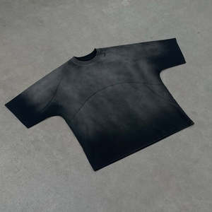 Heavyweight CroppedHeavyweight 100% Pure Cotton Knitted O-Neck Solid <b>Box</b> T-Shirt Men Shoulder <b>Drop</b> Oversized - Product Image 5