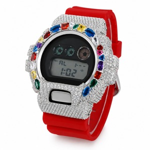 Luxury Digital <b>Watch</b> With Rhinestone Case Round Dial Silicone Band Women's Fashion Timepiece - Product Image 5