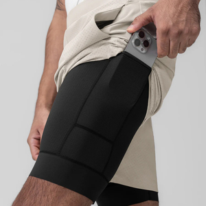 Shorts Bermuda en Coton Uni pour Homme, Taille Mi-Haute avec Cordon de Serrage, Vêtement de Sport Écologique, Séchage Rapide, Respirant, Tricoté - Product Image 2