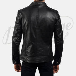 Blouson moto moderne noir en cuir véritable pour homme - Veste de motard ajustée en peau de mouton de qualité supérieure avec détails multi-zippés - Product Image 4