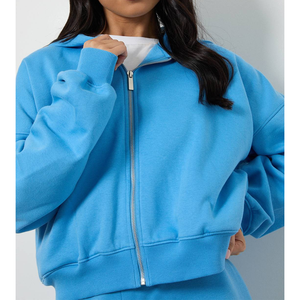 Conjunto de Sudadera con Capucha 100% Algodón Personalizado, Chaqueta Deportiva Holgada con Cremallera, Ropa para Correr, Conjuntos Deportivos al Por Mayor Más Baratos, Cintura Elástica, Conjunto de 2 Piezas - Product Image 2