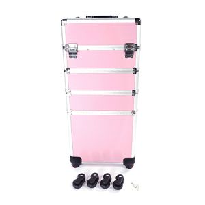 Valigetta 4 in 1 per Trucco e Tatuaggi in Alluminio, Resistente all'Acqua, con Manico per Viaggi, Regalo Promozionale, Capacità Media, Rosa - Product Image 3