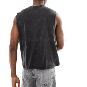 Débardeur en coton tricoté doux 100 % respirant délavé à l'acide pour homme avec ouvertures de bras confortables, coupe facile, écologique, pour usage décontracté - Product Image 5