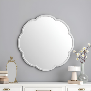 Miroir mural rond en bois d'ingénierie Smart Art, finition blanche moderne, pour dressing, salon, couloir - Product Image 1