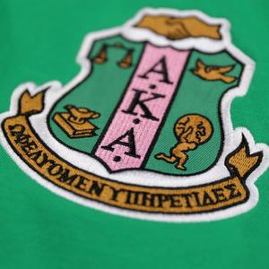 เสื้อสเวตเชิ้ตสีเขียว AKA ปักลายเชนิลสีชมพู ลายกรีก สำหรับสตรี ทรงคอกลม สวมใส่สบาย ดีไซน์ทันสมัย พรีเมียม - Product Image 6