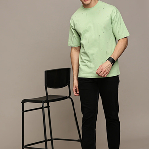 Best Sale Custom Logo Printing Design Men Distressed Heavyweight Blank <b>Plain</b> Oversized Men Distressed t shirt 100% Cotton <b>Tshirt</b> - Product Image 2