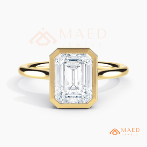 Luxury Emerald Cut Moissanite <b>Ring</b> for <b>Women</b> Gold Tone Bezel <b>Set</b> Engagement Jewelry Elegant Gift USA - Product Image 5