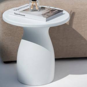 Mesa Auxiliar de Concreto Blanco Vandana Zenova Flux, Diseño de Muebles Modernos y Minimalistas - Product Image 3