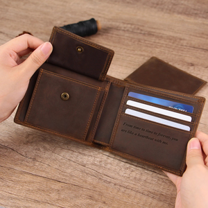Cartera Corta Plegable de Cuero Genuino Personalizada para Hombre, con Bloqueo RFID, de Alta Calidad, Ligera, Delgada, con Porta Tarjetas, Color y Logotipo Personalizables - Product Image 2