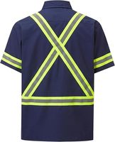 Chemise de travail unisexe bleu marine à manches courtes haute visibilité coupe-vent avec bandes réfléchissantes en coton, uniforme de sécurité, logo personnalisé