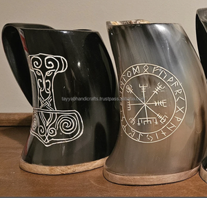 Handcrafted Drinking Horn Mug With Unique Handwork Design Drinking Horn made by Tayyab Handicraft - Product Image 2