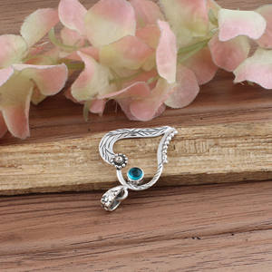 Colgante de Topacio Azul Londres Natural en Forma de Corazón, Plata de Ley 925 Chapada en Platino, Estilo Vintage, Amuleto Unisex, Regalo de Aniversario - Product Image 3