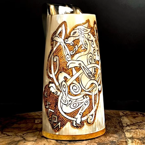 Mug à bière Viking en corne de buffle polie, fait main, écologique, de qualité supérieure, 500 ml, cadeau de fête, prix de gros - Product Image 1