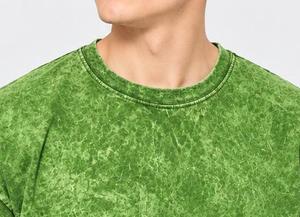 T-shirt décontracté vert uni à col rond et manches courtes pour homme, coupe oversize, avec logo frontal, anti-plis, en tissu tricoté polyester/coton 250g - Product Image 5