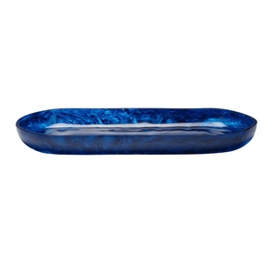 Plateau décoratif rectangulaire moderne de luxe en résine, motif marbre bleu, multifonctionnel, pour fruits, organisateur de bureau pour la maison et le bureau - Product Image 6