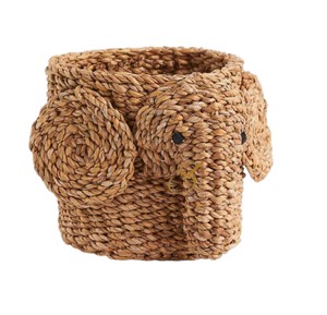<b>Elephant</b> Water Hyacinth Storage Basket Woven Animal Shaped Toy Organizer Bin Cute Safari Nursery Room <b>Decor</b> - Product Image 2