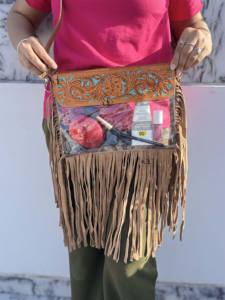 Recién llegado, bolso transparente con flecos, elegante bolso de cuero tallado a mano, bolsos de cuero multiusos para mujer multiusos - Product Image 4