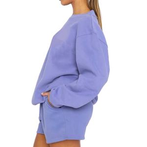 Ensembles de vêtements de détente personnalisés pour femmes, ensembles de sweat-shirts et shorts en molleton vintage surdimensionné, lavage à l'acide, pour femmes 2026 - Product Image 4