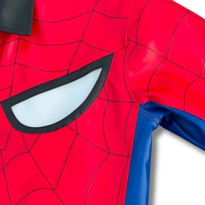 Chaqueta de Cuero Roja y Azul Inspirada en Spider-Man para Hombre |   Abrigo de streetwear con diseño de disfraz de superhéroe, con detalles de ojo cosido en el pecho, para carga con impuestos pagados - Product Image 3