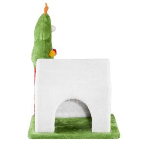 24in Christmas Cat House Soft Plush Indoor Cat Bed Cave with Holiday Decor for Cats & Scratcher - Product Image 4
