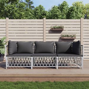 Set Lounge da Giardino Bianco e Grigio Scuro - Product Image 1