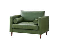 Growth World Export Modernes Stoff-Chesterfield-Sofa, 2-Sitzer, Dunkelgrün, Schaumstoffgepolstert, Gesteppt, Holzbeine, Wohnzimmer-Sofa