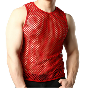 <b>Mens</b> Regular Fit Cotton Mesh Tank Top Custom See-Through Sleeveless Workout Basketball Wrestling <b>Singlet</b> <b>for</b> Summer Mesh Shirts - Product Image 4