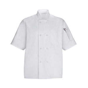 Chaqueta de Chef Unisex de Manga Larga, Tela de Lona, Impresión Digital, Cierre de Botones a Presión, Uniforme para Restaurante o Bar, Blanca - Product Image 1