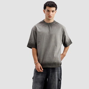 เสื้อยืดโอเวอร์ไซส์สไตล์วินเทจสำหรับผู้ชาย แขนสั้น คอกลม สตรีทแวร์ เหมาะสำหรับใส่ลำลองทุกวัน - Product Image 4