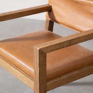 Silla de Comedor Moderna de Madera de Teca Clara de Primera Calidad con Cojín de Cuero, Muebles Duraderos para Hoteles y Restaurantes de Fábrica Directa - Product Image 5