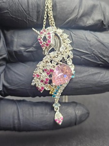 Pendentif licorne en moissanite, argent 925, avec zircon rose et pierres multicolores, charme animal mignon pour femme, cadeau - Product Image 2
