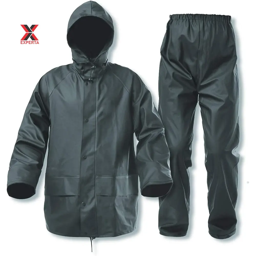 2-Piece PVC Waterproof Raincoat for Kids and Men for Motorcycle Use Rain Suit with Superior Protection