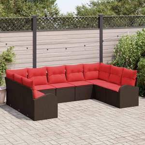 Ensemble de canapés de jardin en polyrotin synthétique marron avec coussin - Product Image 1