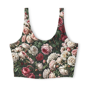 Sujetador deportivo vintage con estampado floral de rosas, con logo personalizado, transpirable y cómodo para yoga, elegante. - Product Image 2