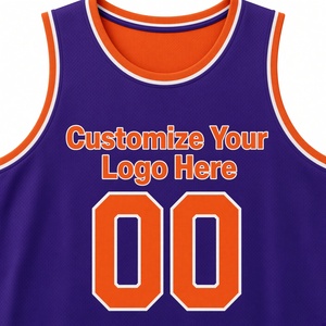 Maillot de basket-ball Soccer Max violet et orange, imprimé par sublimation, unisexe, adulte, sans manches, séchage rapide, débardeur en polyester 320 g/m² - Product Image 2