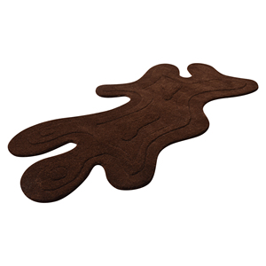 Tapis d'appoint de luxe en laine tuftée à la main, abstrait minimaliste, beige chaud, avec contour sculpté en relief à 4 niveaux, irrégulier - Product Image 2
