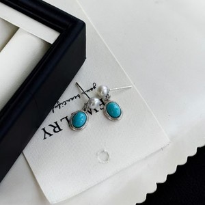 Boucles d'oreilles pendantes en argent pur, turquoise bleu rétro, Zhuji Danshui, bijoux fins et tendance - Product Image 4