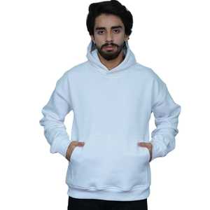 Sudadera con Capucha para Hombre, 100% Algodón, Estilo Casual, Color Blanco Puro, con Estampado Puff, Premium, Suave, Talla Grande - Product Image 2