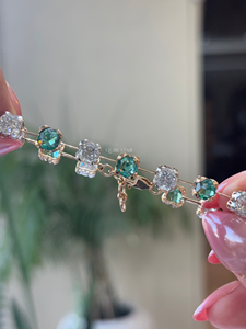 Luxury <b>Cushion</b> Lab Grown Diamond Tennis Bracelet 6.20 Ct Emerald Alternating Halo Link 14K Gold IGI Certified Fine Jewelry Gift - Product Image 4