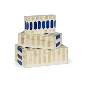 Caja de Regalo de Resina al por Mayor de Fábrica, Caja de Almacenamiento Hecha a Mano con Incrustaciones de Hueso Natural en Tablero MDF, Caja de Regalo Personalizable, Caja Decorativa para Joyería - Product Image 1