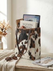 Leather Hair On Tote Bag Cowhide Handbag Women Shoulder <b>Purse</b> Stylish Casual <b>Large</b> Capacity Tote Bag LHTB-0065 - Product Image 4