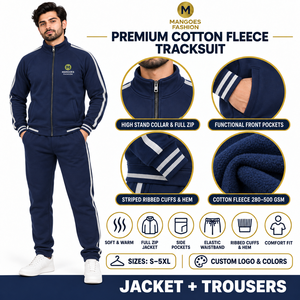 Premium Poly Cotton Track Suit Jacket Jogger Set with Custom Embroidery and Screen Printed Branding for Fitness Club Streetwear - Product Image 4
