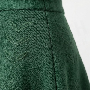 Women A-Line Mini <b>Skirt</b> Solid <b>Green</b> <b>Pleated</b> Elastic Waist Comfortable Woven Polyester All Seasons Style - Product Image 5