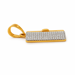 Pendentif rectangulaire en or jaune 18 carats avec diamant, pour homme et unisexe, finition polie, micro-incrustation géométrique, idéal pour les fêtes, cadeau, ou usage quotidien - Product Image 4