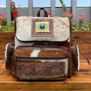 Bolsa de lona Grande y Pequeña de piel de vaca de gran capacidad, neceser y mochila de viaje, conjunto combinado de 4 piezas - Product Image 6