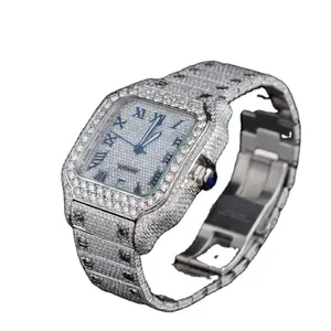 印度制造商和供应商为男士设计的新潮设计嘻哈风格手工硅石镶钻手表